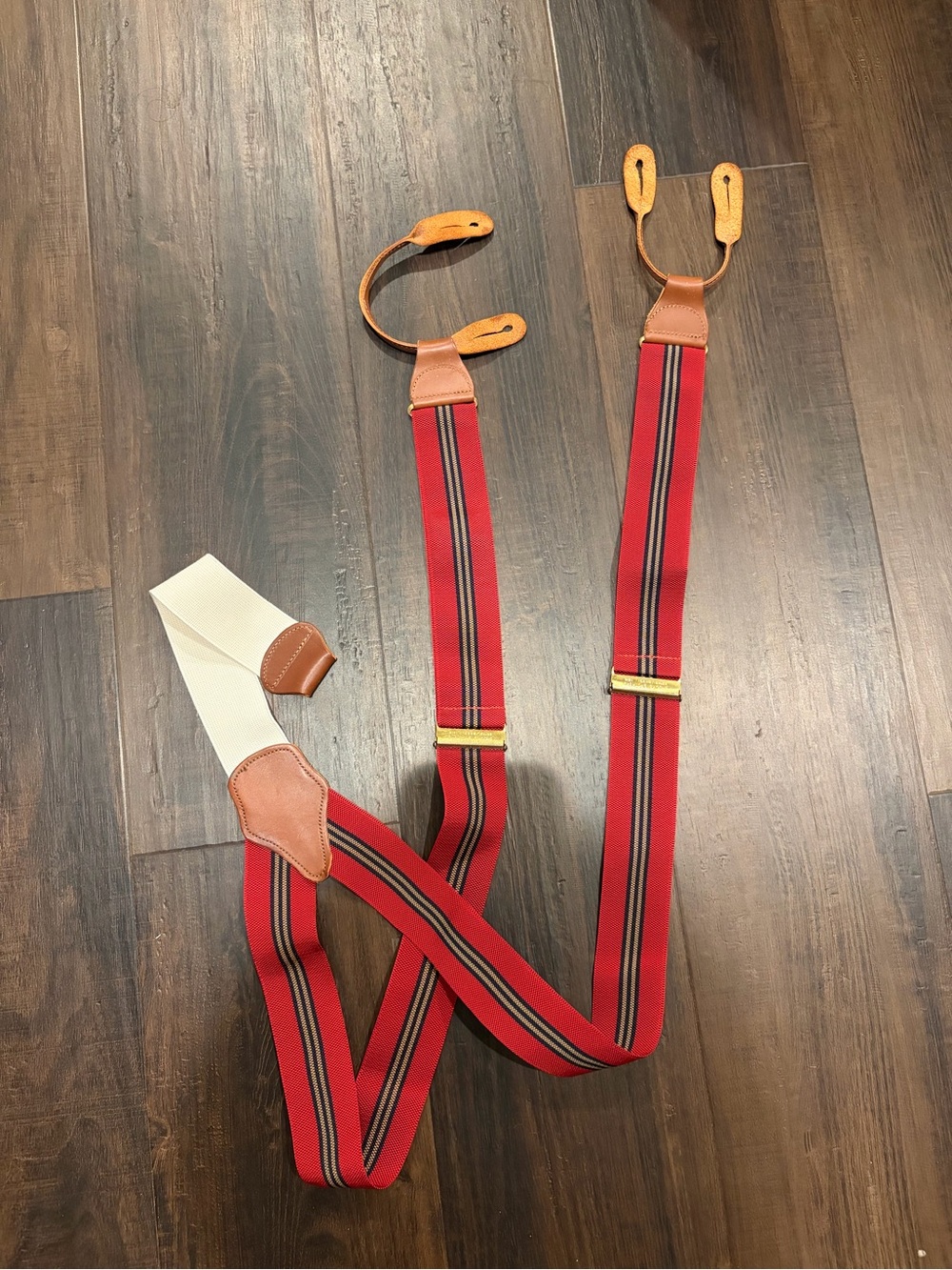 Brooks Brothers Red Stripe Suspenders Large Men’s Dress Suspenders